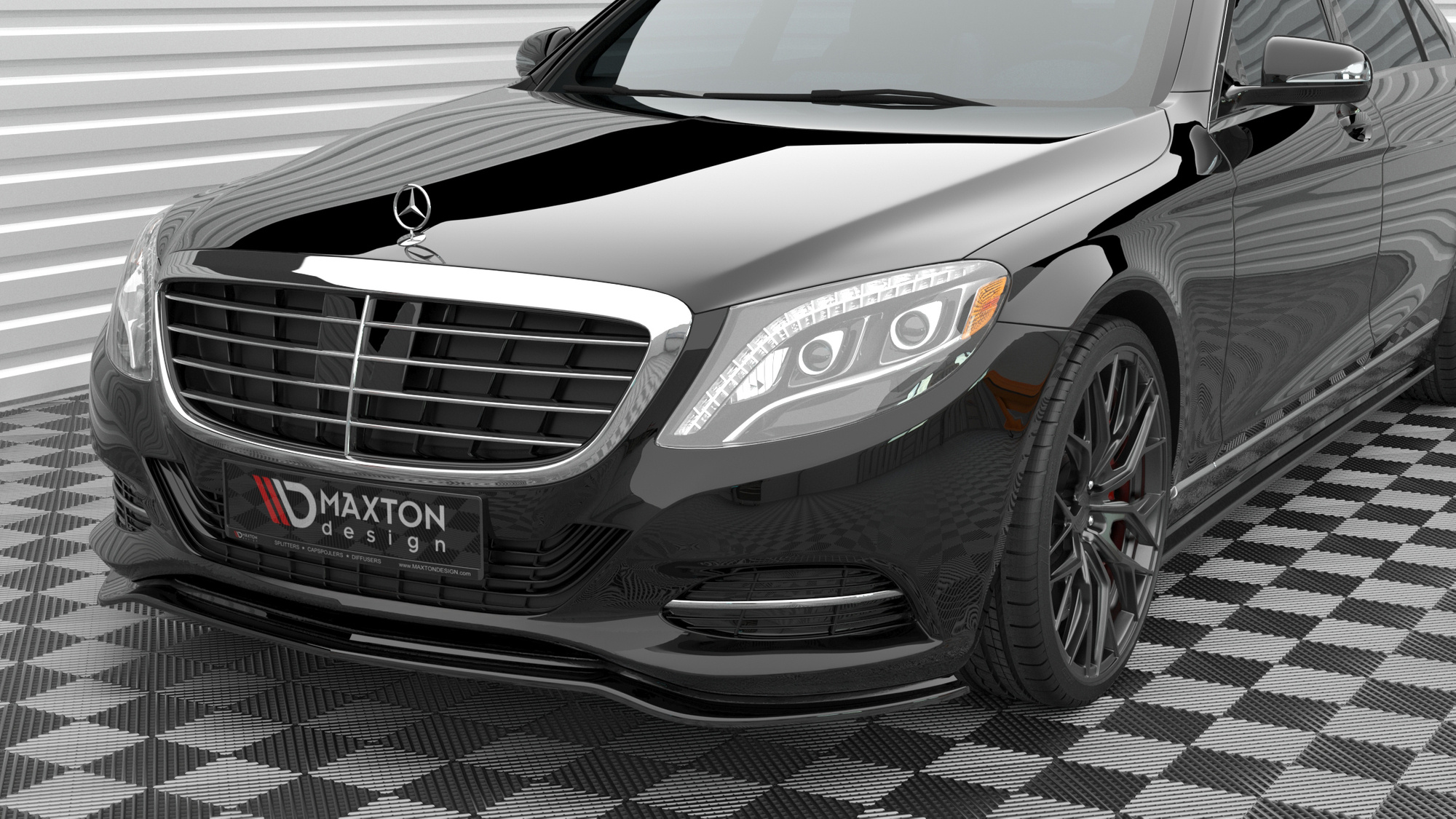 Street+ Spoilerlippe Front Ansatz V.1 passend für Mercedes S W222 schwarz Hochglanz