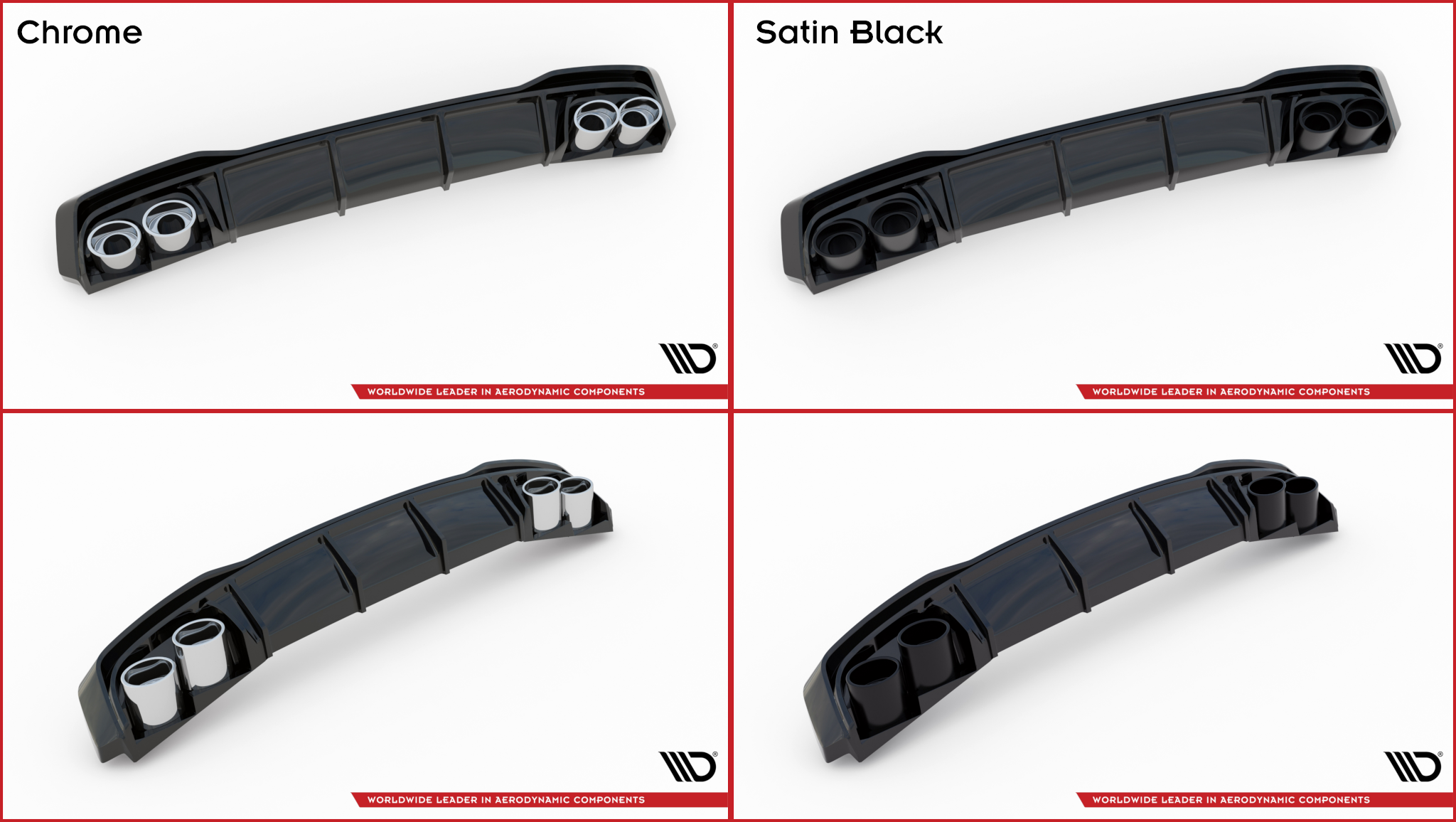 Street+ Heck Ansatz Diffusor + Endrohre chrom passend für Audi A3 S-Line Sportback 8Y schwarz Hochglanz