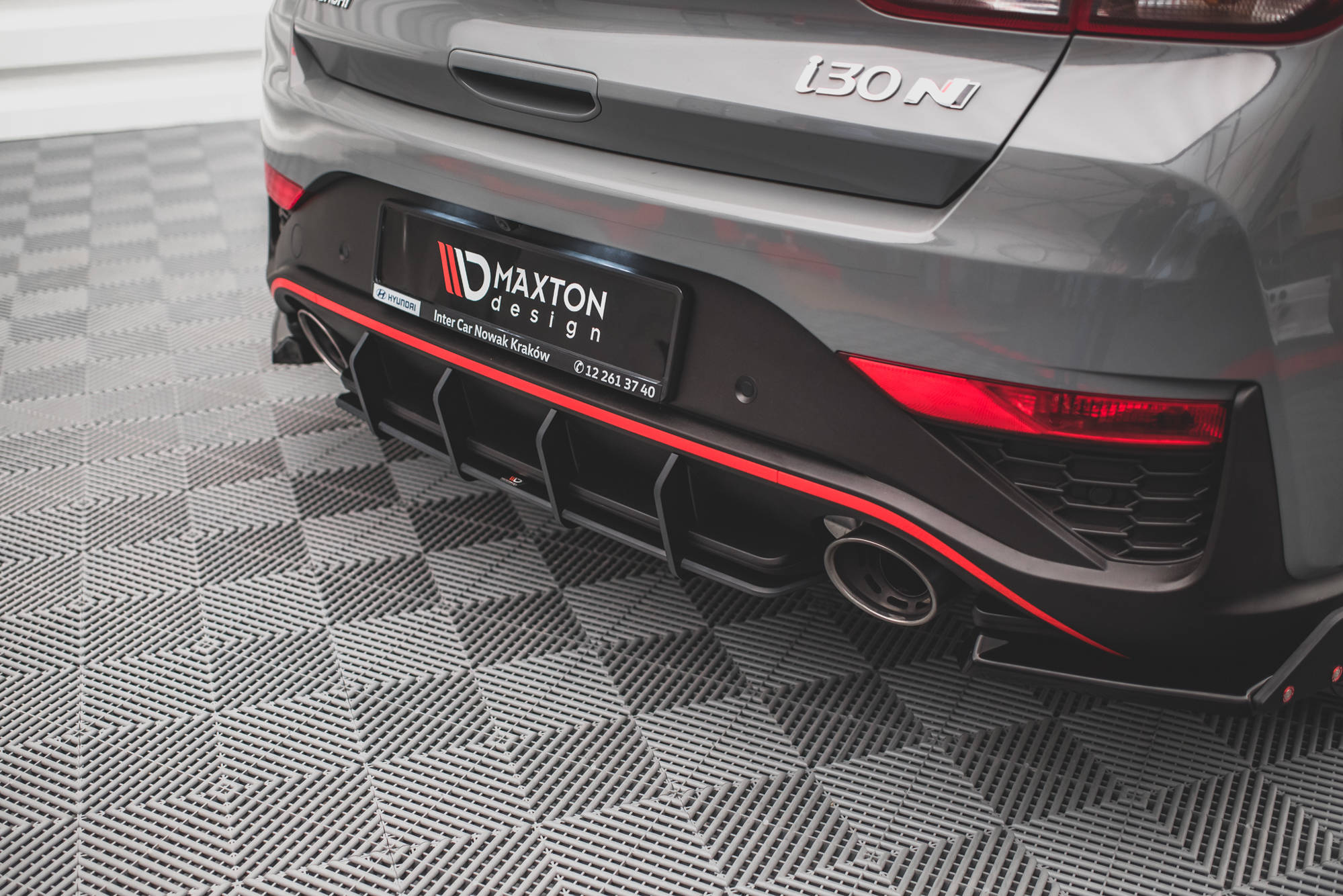 Street Pro Heckschürze Heck Ansatz Diffusor passend für Hyundai I30 N Hatchback Mk3 FL rot