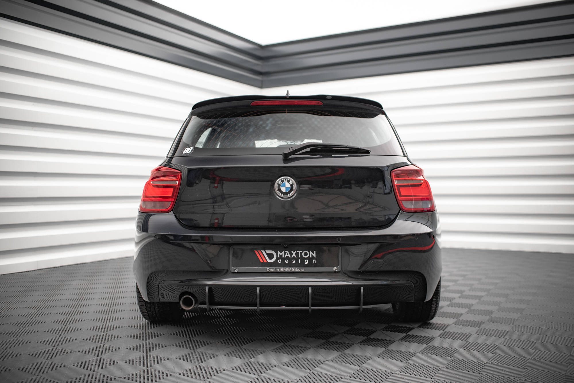 Street Pro Heckschürze Heck Ansatz Diffusor passend für BMW 1er F20 schwarz-rot
