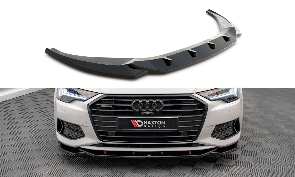 Street+ Spoilerlippe Front Ansatz V.1 passend für Audi A6 C8 schwarz Hochglanz