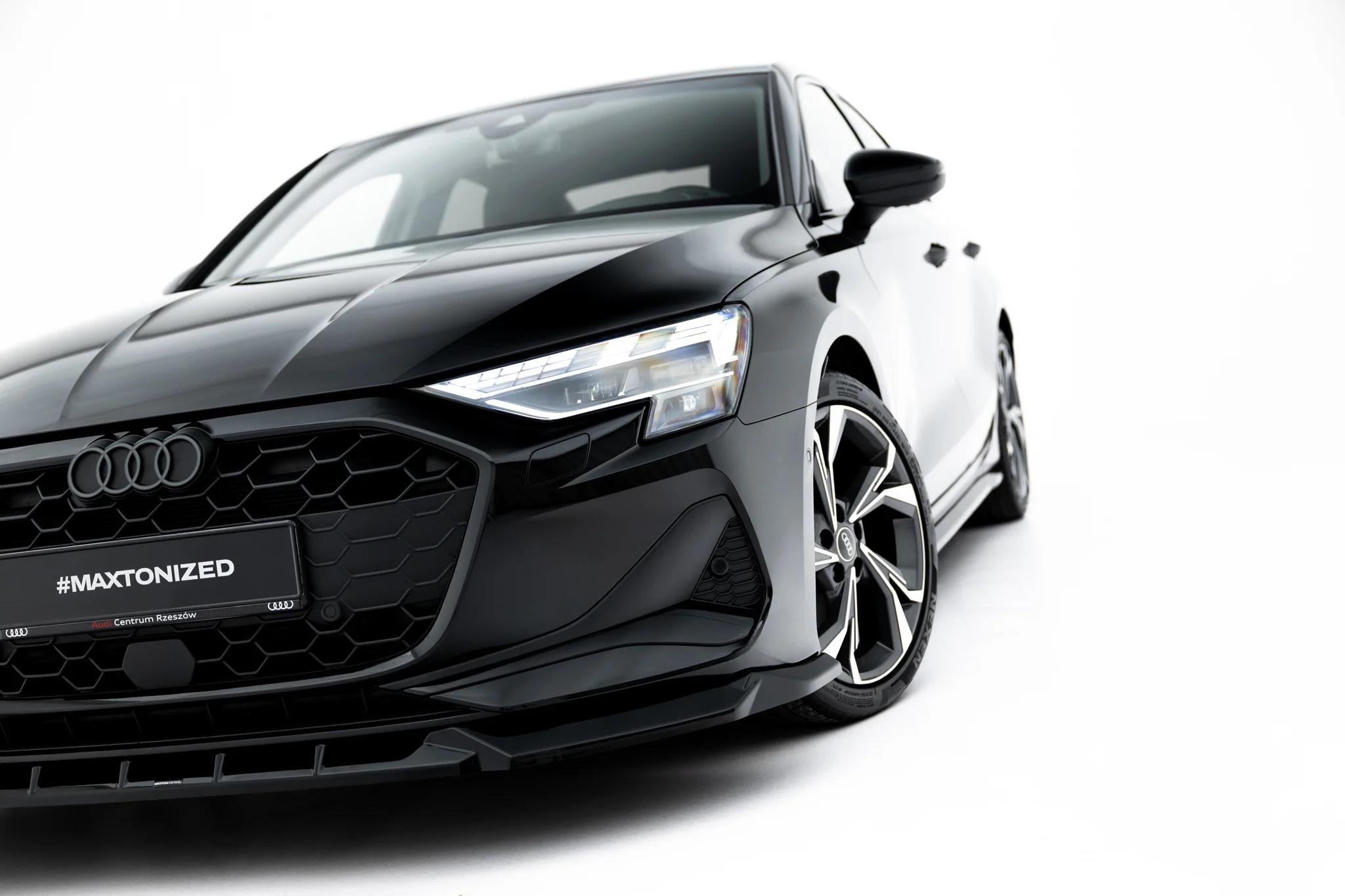 Street+ Spoilerlippe Front Ansatz V.1 passend für Audi A3 Limousine 8Y Facelift schwarz Hochglanz