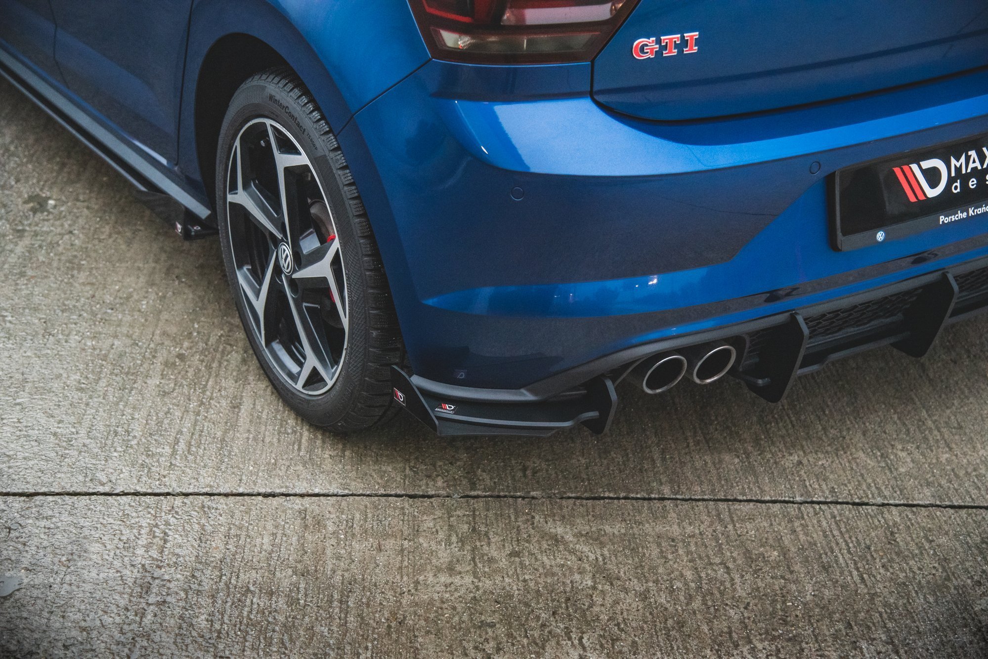 Street Pro Heck Ansatz Diffusor passend für VW Polo GTI Mk6 rot+ Hochglanz Flaps