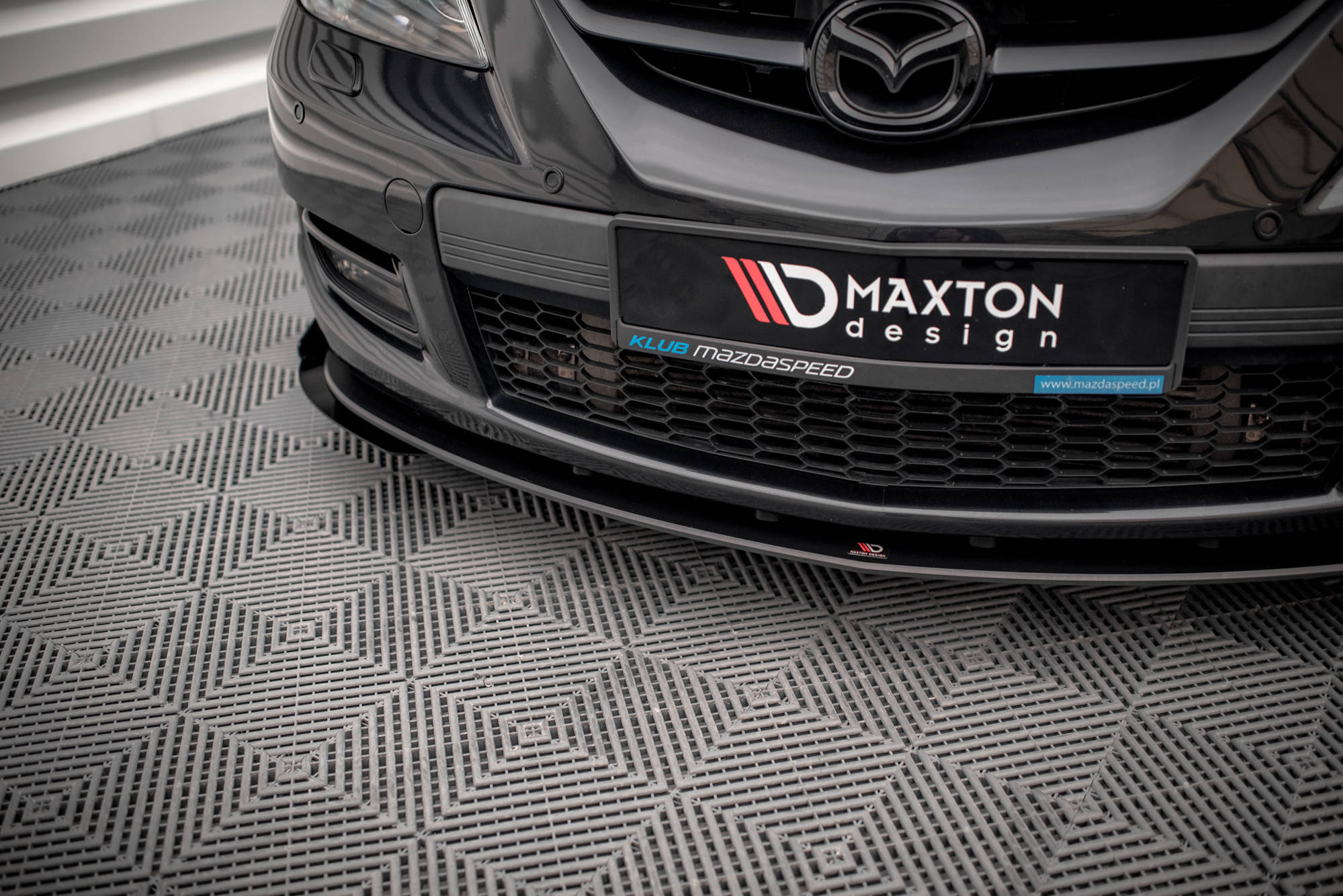 Street Pro Spoilerlippe Front Ansatz passend für Mazda 3 MPS Mk1 rot+ Hochglanz Flaps