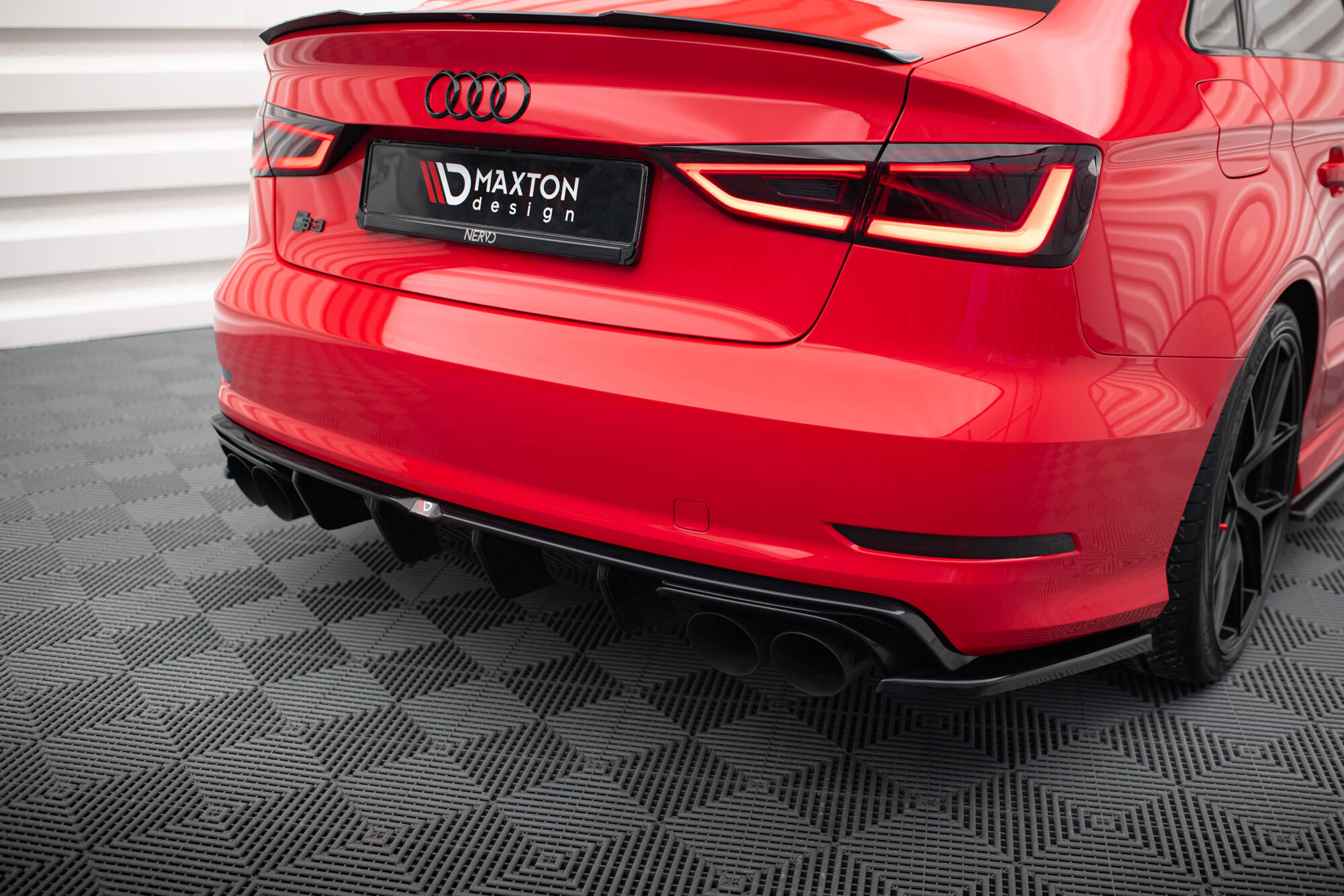 Street+ Heck Ansatz Diffusor passend für Audi S3 Limousine 8V schwarz Hochglanz