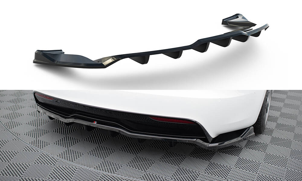 Diffusor Heckansatz V.1 passend für Tesla Model S Plaid Mk1 FL schwarz Hochglanz