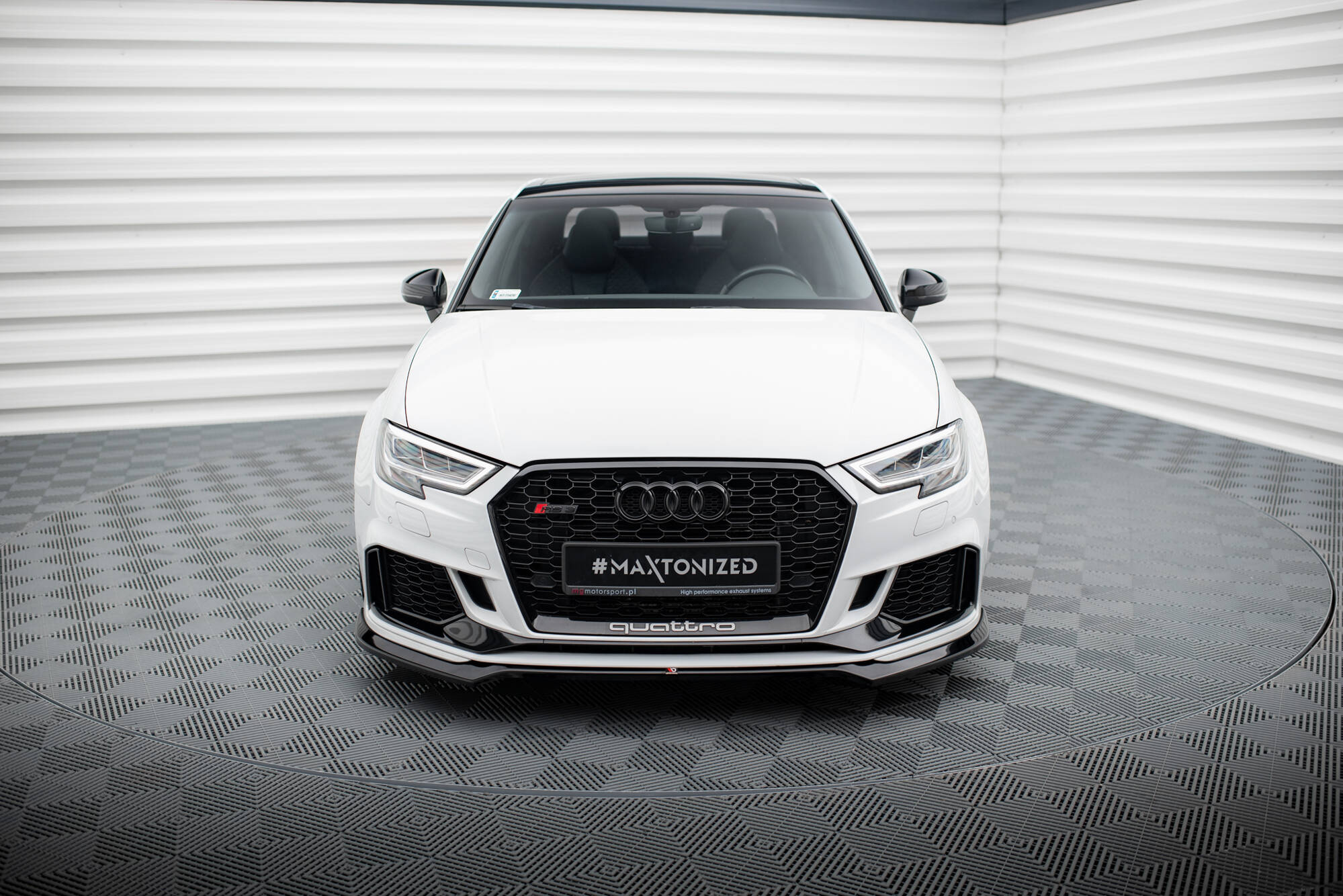 Street+ Spoilerlippe Front Ansatz V.5 passend für Audi RS3 Limousine 8V FL schwarz Hochglanz
