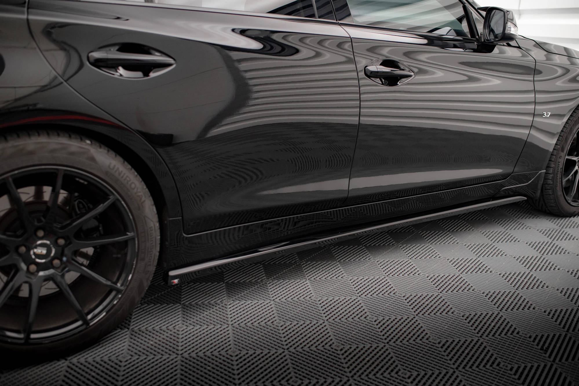 Seitenschweller Ansatz Paar V.1 passend für Infiniti Q50 S Mk1 schwarz Hochglanz