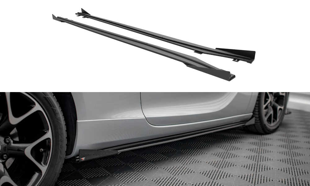 Street Pro Seitenschweller Leisten + Flaps passend für Opel Astra GTC OPC-Line J schwarz Hochglanz