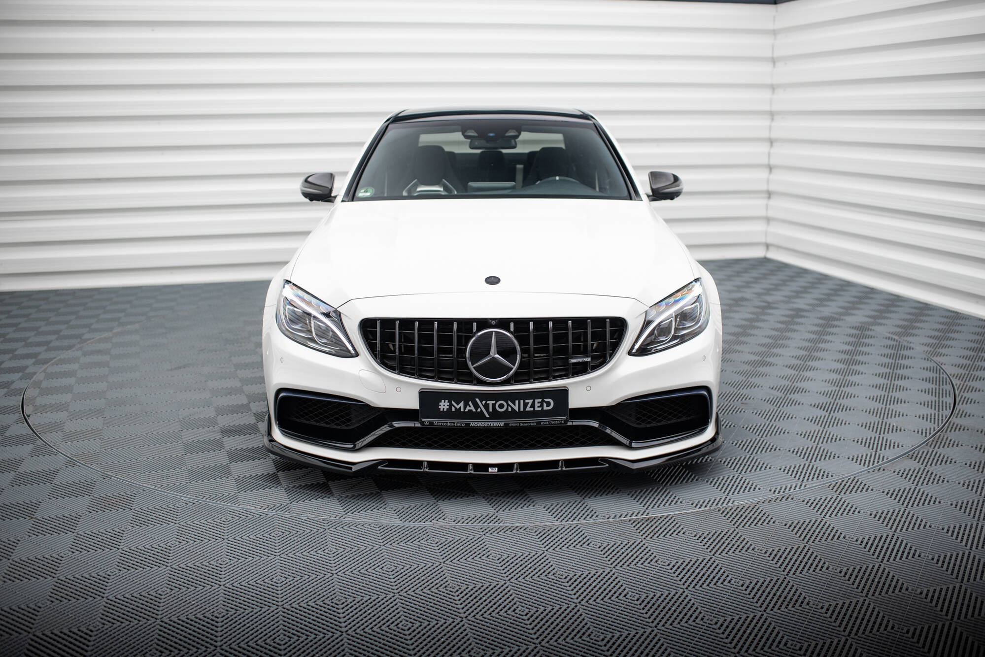 Street+ Spoilerlippe Front Ansatz V.2 passend für Mercedes-AMG C63 Limousine / Kombi W205 / S205 schwarz Hochglanz