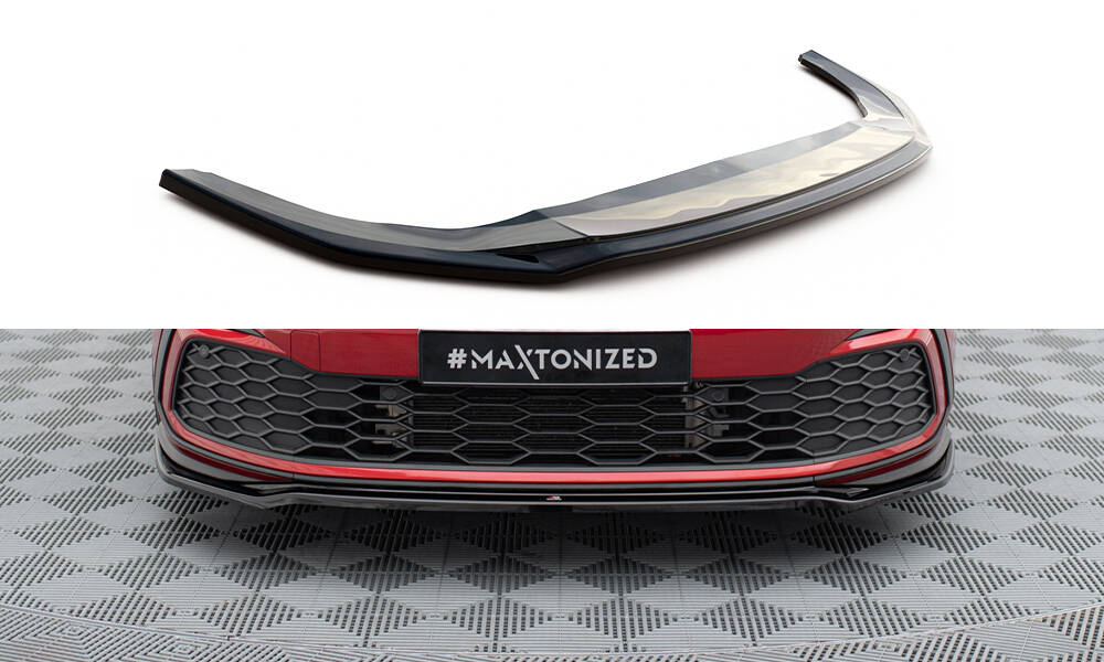 Street+ Spoilerlippe Front Ansatz V.4 passend für VW Golf GTI / GTE / GTD / R-Line Mk8 schwarz Hochglanz