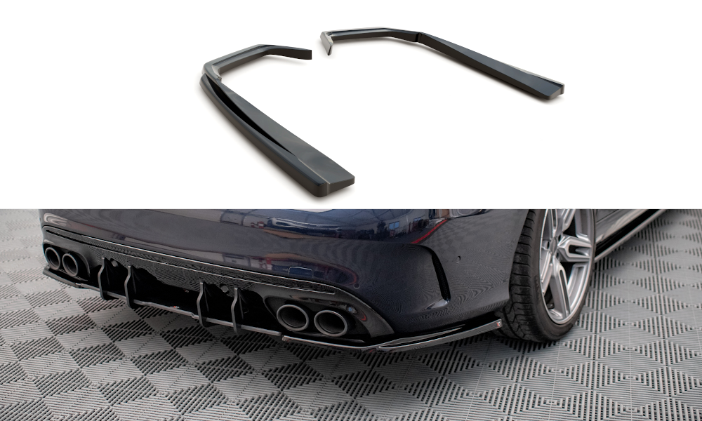 Street+ Heck Ansatz Flaps passend für Mercedes-AMG C 43 Limousine W205 FL schwarz Hochglanz