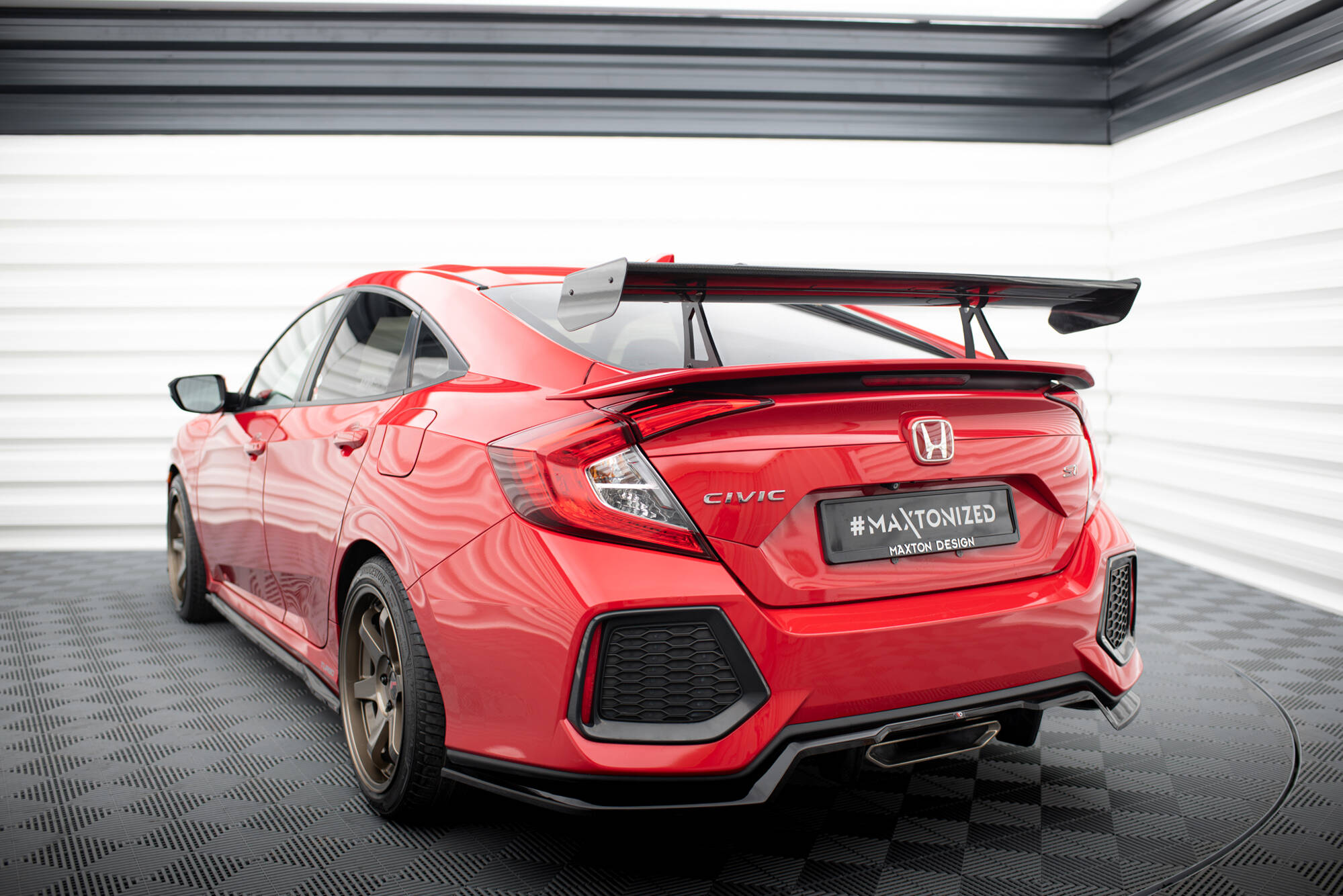 Carbon Heck Spoiler Heckflügel mit Schwan Halterung passend für Honda Civic SI Mk10
