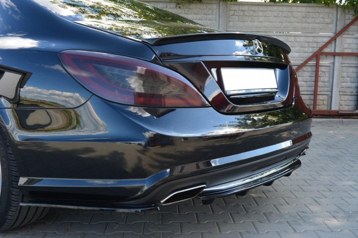 Mittlerer Cup Diffusor DTM Look Heck Ansatz für Mercedes-Benz CLS AMG-Line C218 schwarz Hochglanz