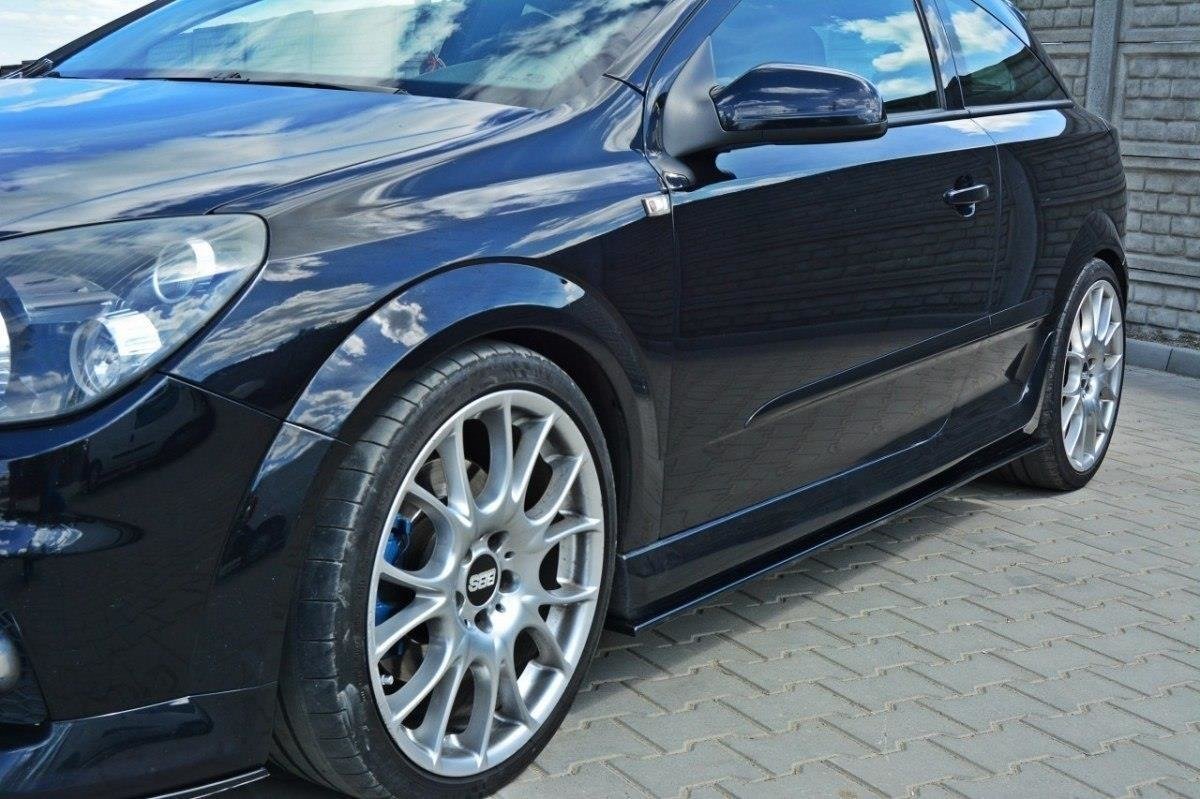 Street+ Seitenschweller Leisten passend für Opel Astra H FOR OPC / VXR schwarz Hochglanz