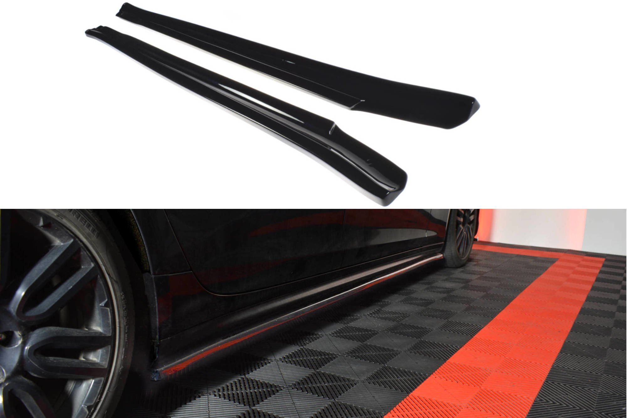 Seitenschweller Ansatz Paar passend für Maserati QUATTROPORTE MK.6 vor FL schwarz matt