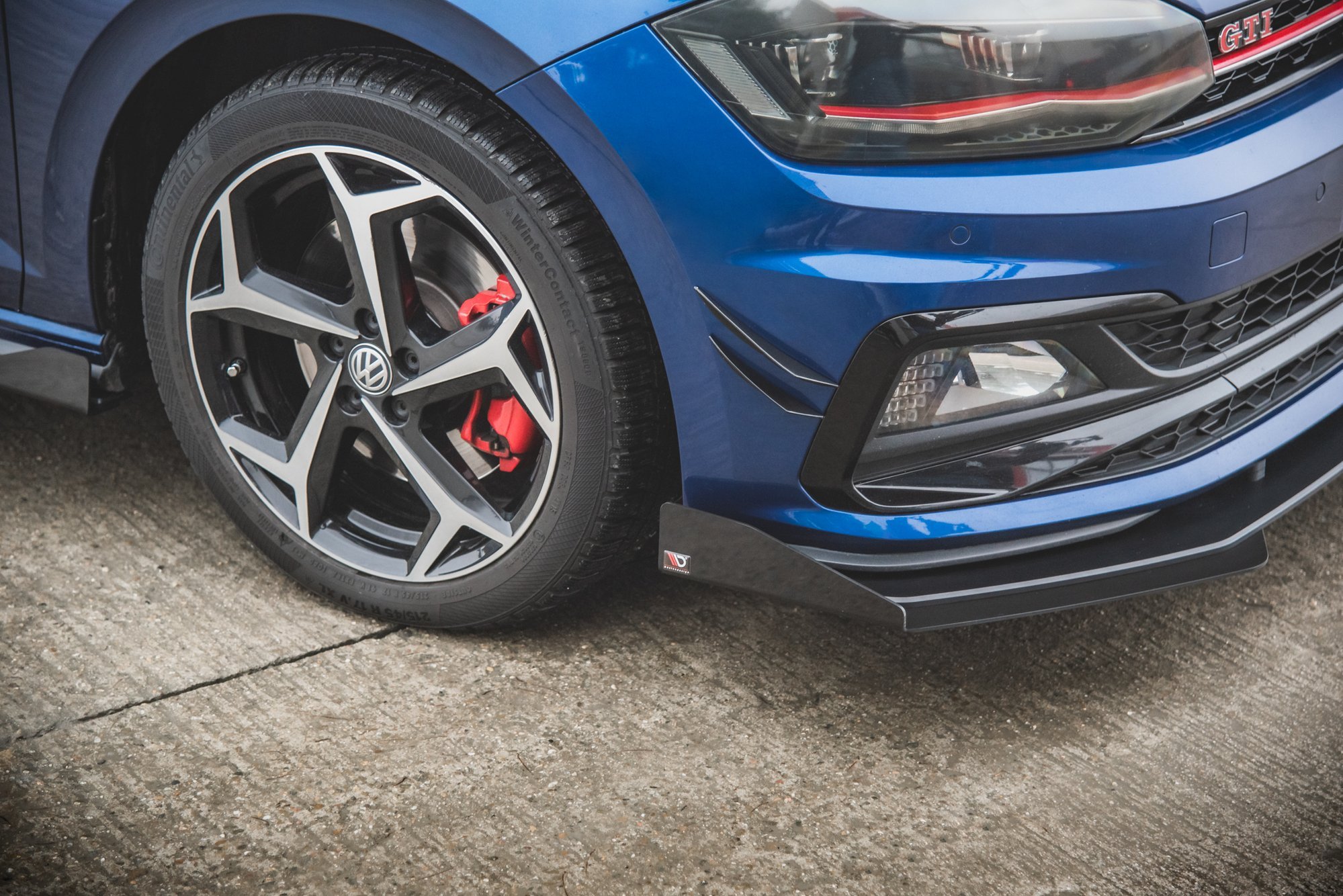 Street Pro Spoilerlippe Front Ansatz + Flaps passend für VW Polo GTI Mk6 schwarz Hochglanz