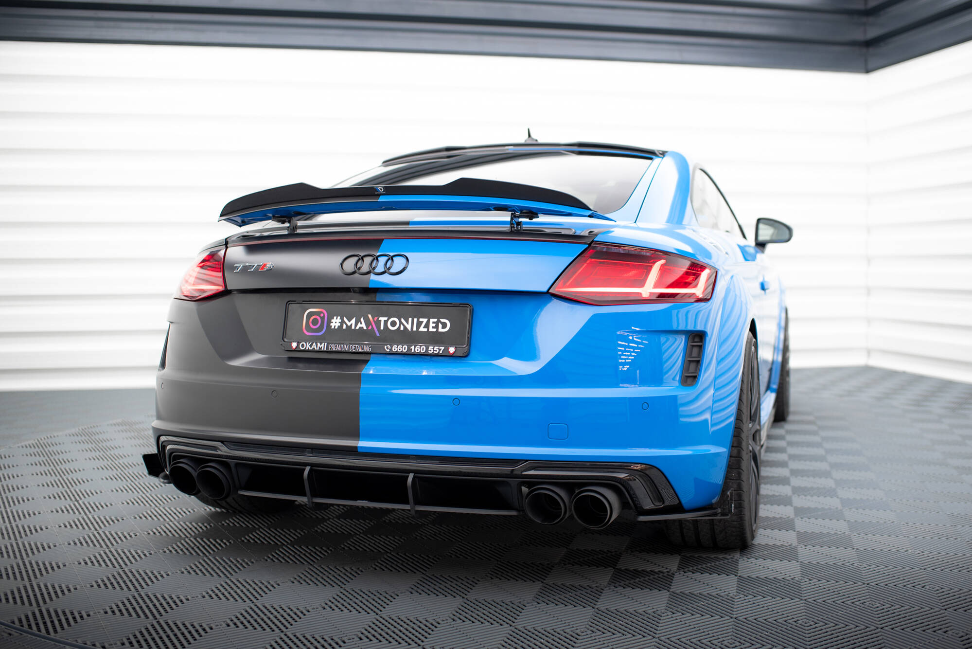 Street Pro Heckschürze Heck Ansatz Diffusor passend für Audi TT S 8S schwarz-rot