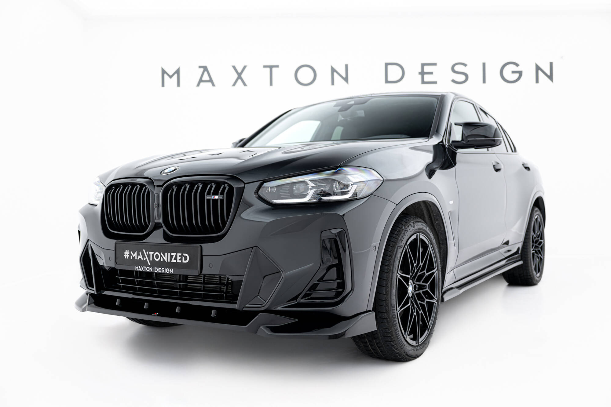 Street+ Spoilerlippe Front Ansatz V.2 passend für BMW X4 M-Paket G02 FL schwarz Hochglanz