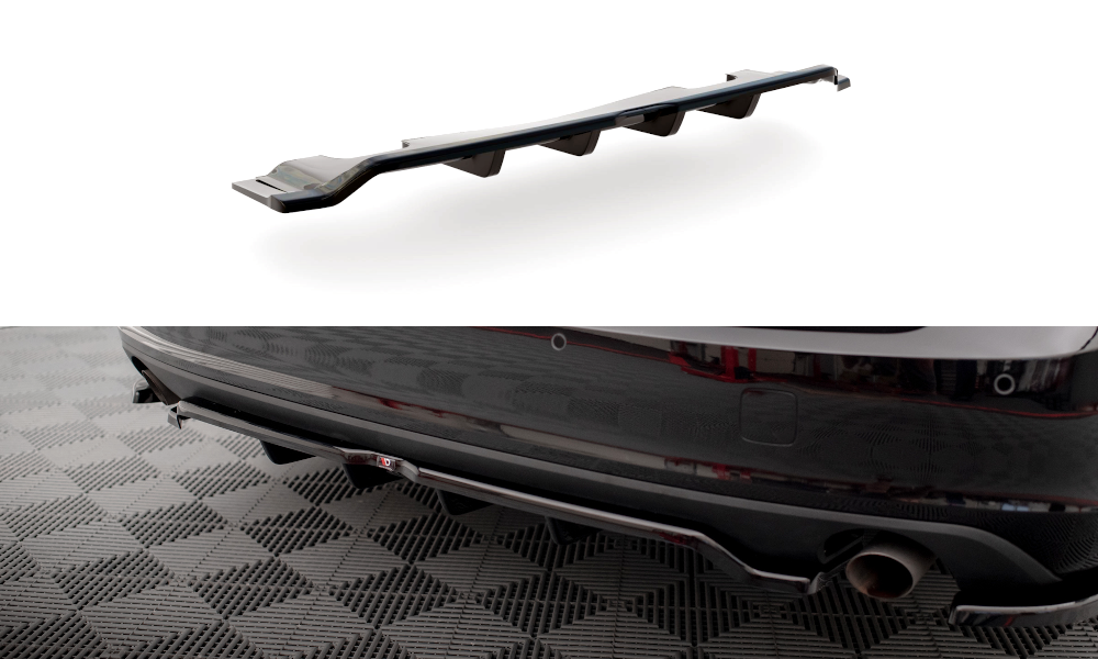Street+ Mittlerer Diffusor RACE Heck Ansatz V.2 passend für Volvo V90 Mk2 schwarz Hochglanz