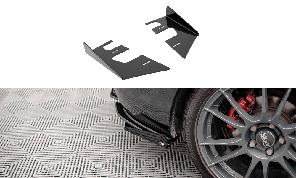 Hintere Seiten Flaps passend für Mazda 3 MPS Mk1 schwarz Hochglanz