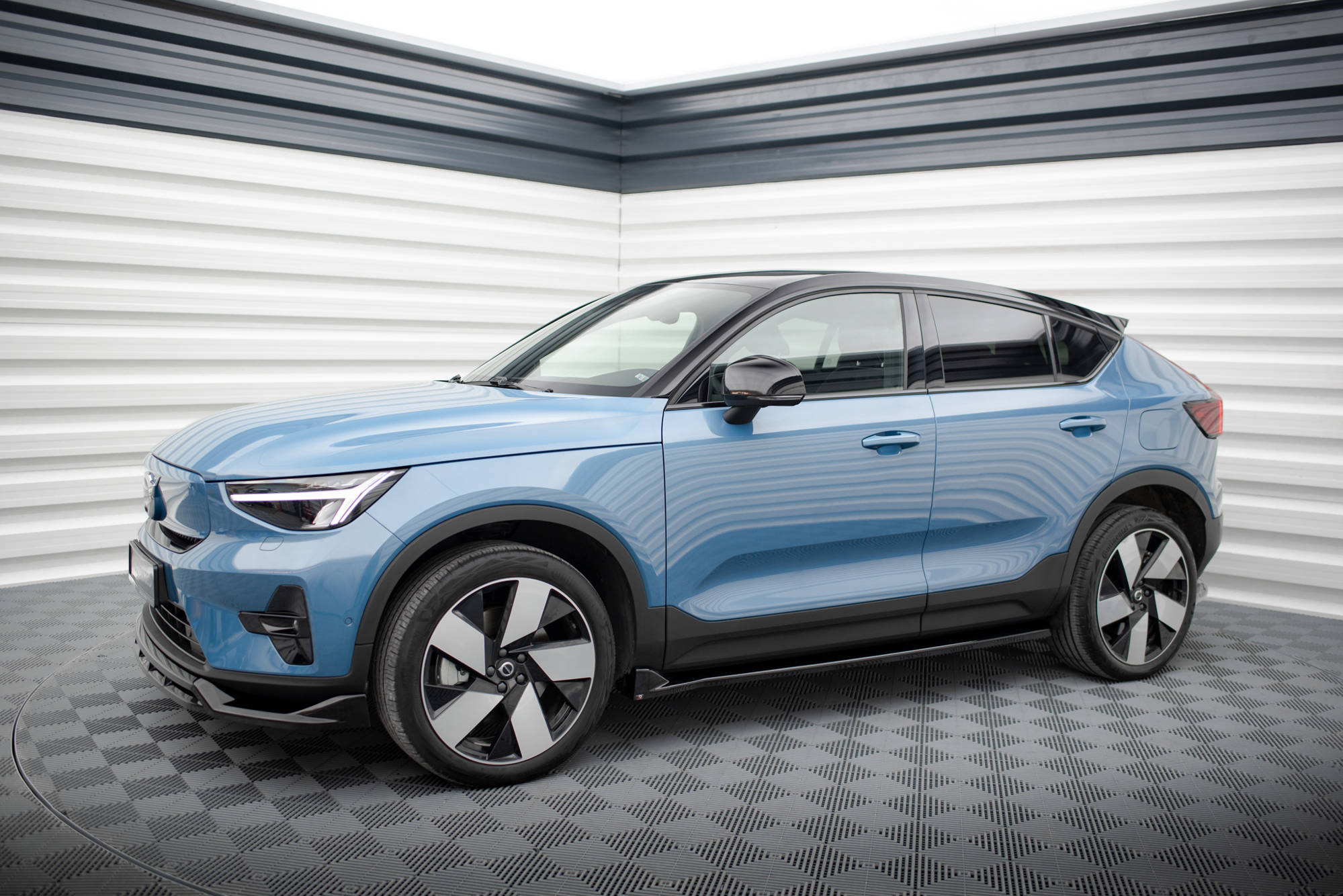 Street+ Seitenschweller Leisten passend für Volvo C40 Mk1 schwarz Hochglanz