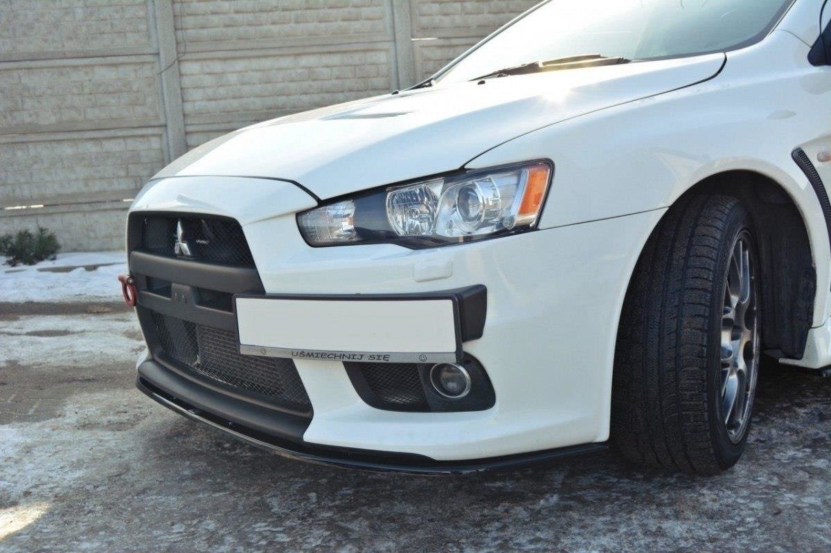 Street+ Spoilerlippe Front Ansatz V.2 passend für Mitsubishi Lancer Evo X schwarz Hochglanz