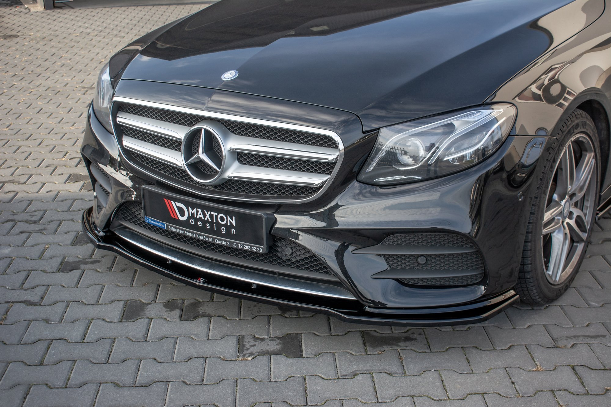 Front Ansatz für Mercedes-Benz E43 AMG / AMG-Line Limousine / Kombi W213 / S213 schwarz Hochglanz