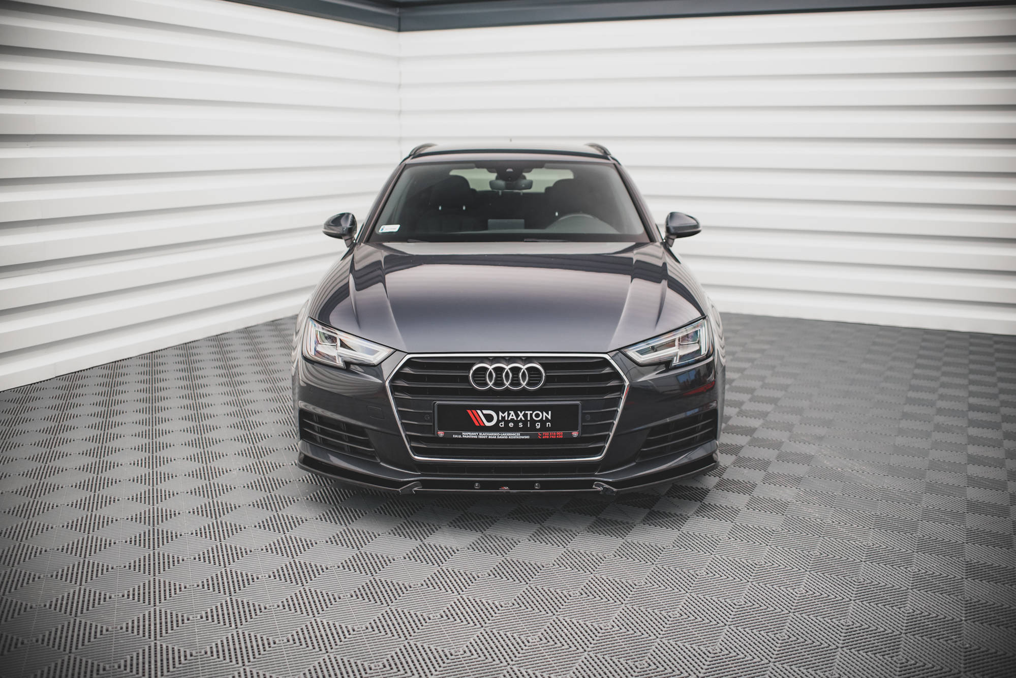 Street+ Spoilerlippe Front Ansatz V.1 passend für Audi A4 B9 schwarz Hochglanz