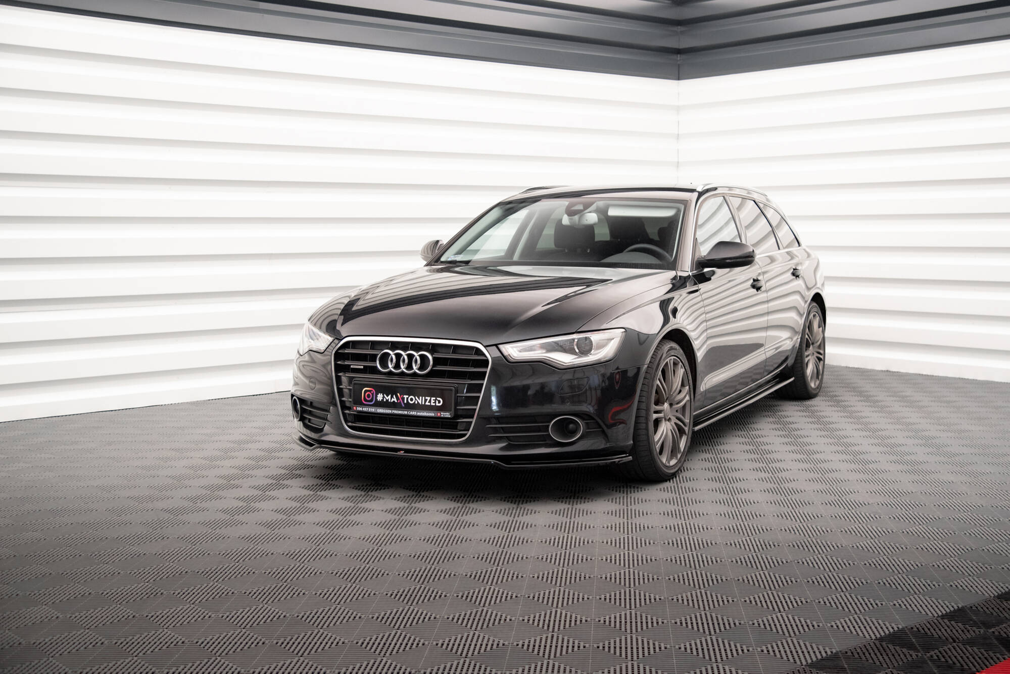 Seitenschweller Ansatz für V.1 für Audi A6 C7 schwarz Hochglanz