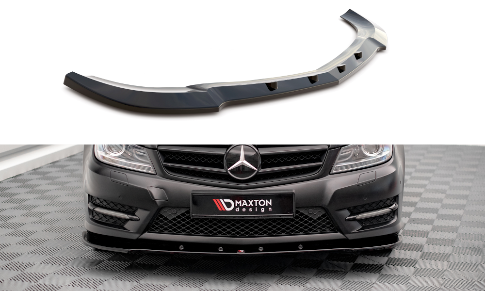 Street+ Spoilerlippe Front Ansatz V.2 passend für Mercedes C Coupe / Limousine / Kombi AMG-Line C204 / W204 FL / S204 FL schwarz Hochglanz