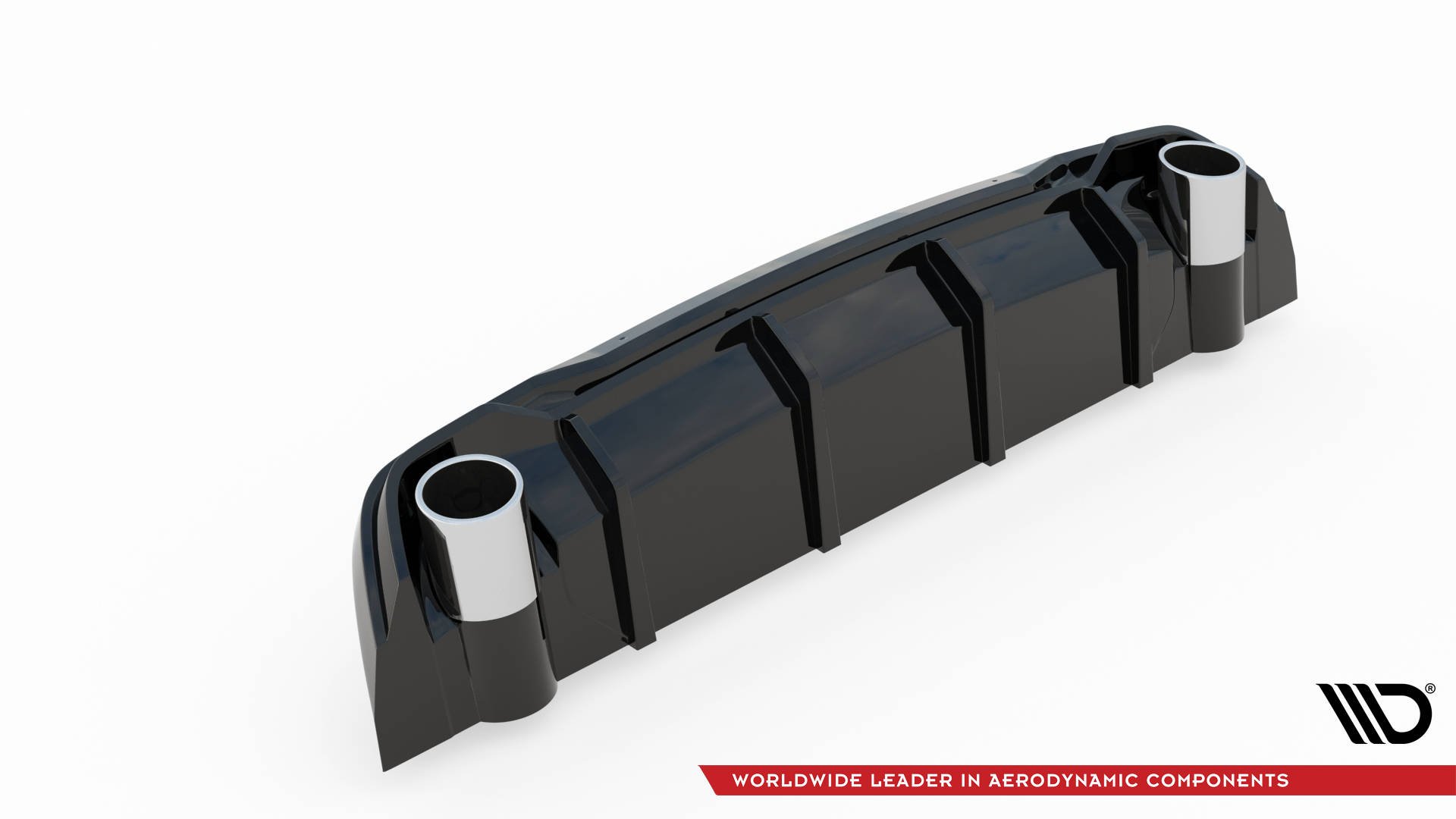 Street+ Heck Ansatz Diffusor + Endrohre chrom passend für Peugeot 308 GT Mk2 FL schwarz Hochglanz