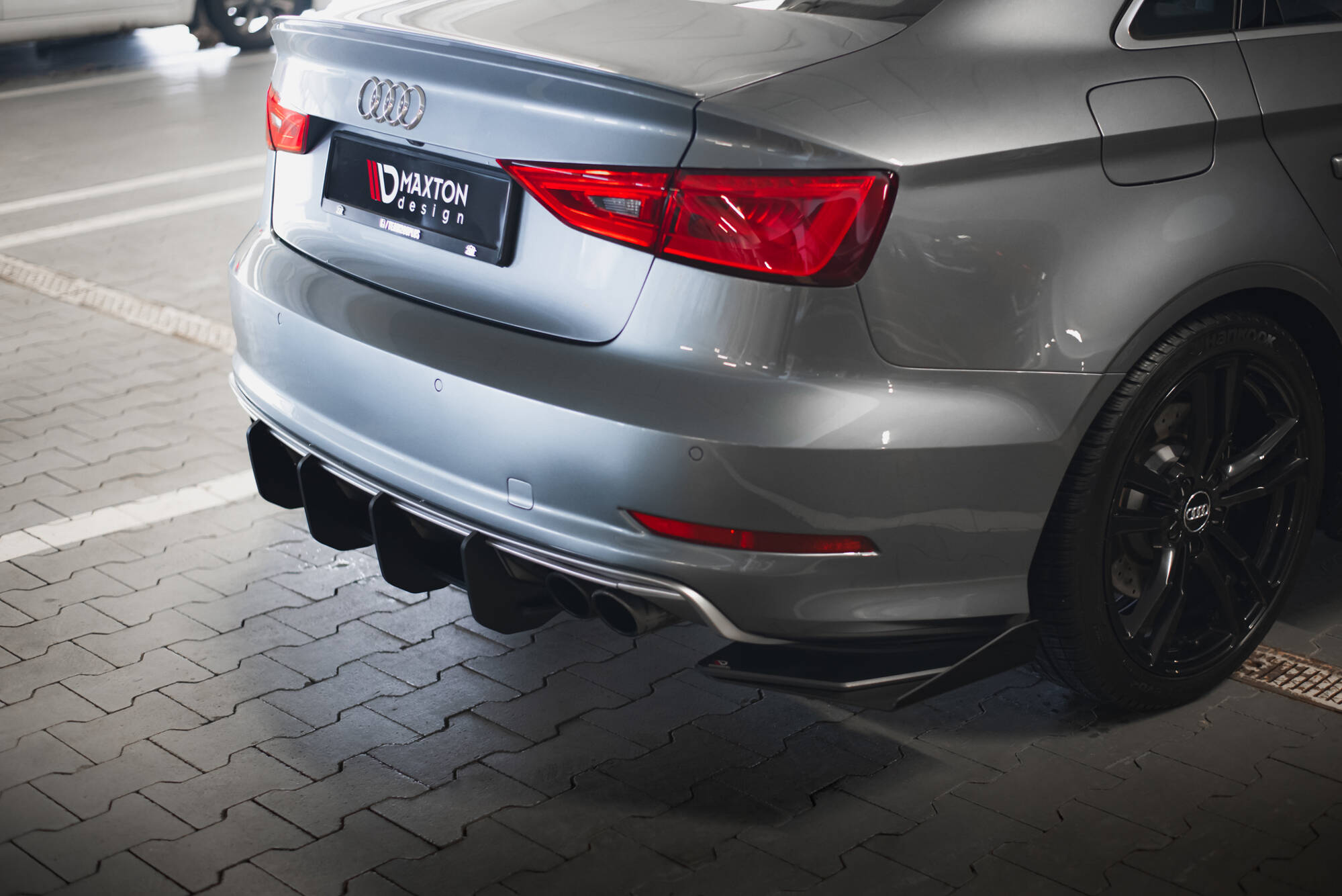 Street Pro Heckschürze Heck Ansatz Diffusor passend für Audi S3 Limousine 8V rot