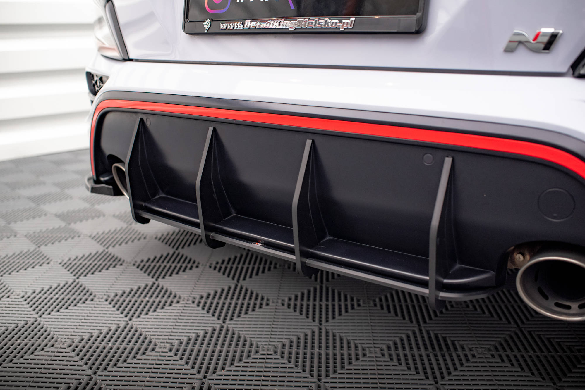 Street Pro Heckschürze Heck Ansatz Diffusor passend für Hyundai Kona N Mk1 schwarz-rot