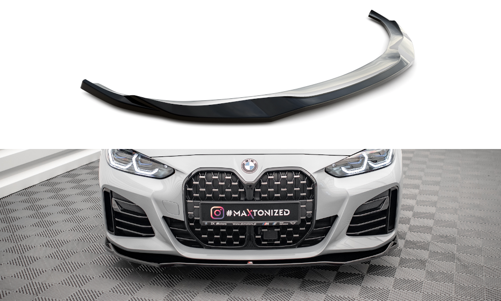 Street+ Spoilerlippe Front Ansatz V.1 passend für BMW 4er / i4 Gran Coupe M-Paket / M440i G26 schwarz Hochglanz