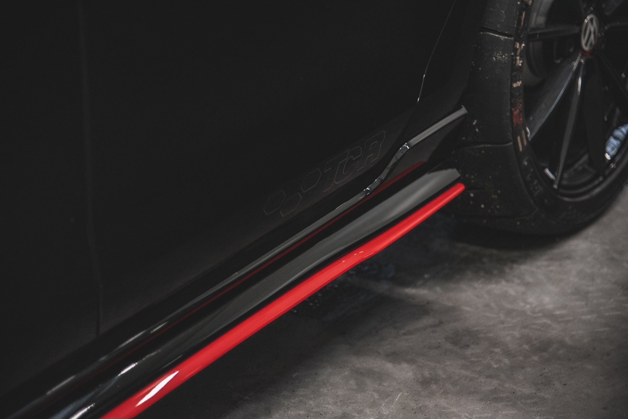 Street+ Seitenschweller Leisten passend für VW Golf 7 GTI TCR rot Hochglanz