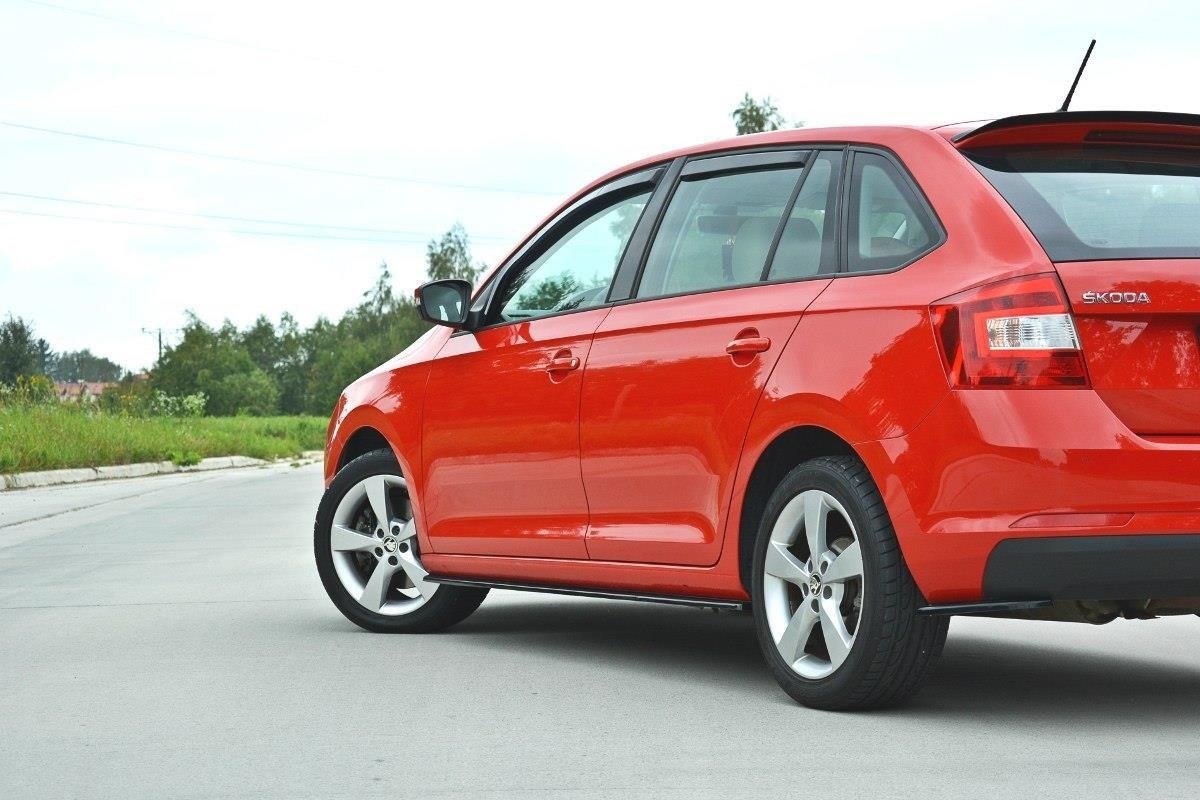 Seitenschweller Ansatz für Skoda Rapid schwarz Hochglanz