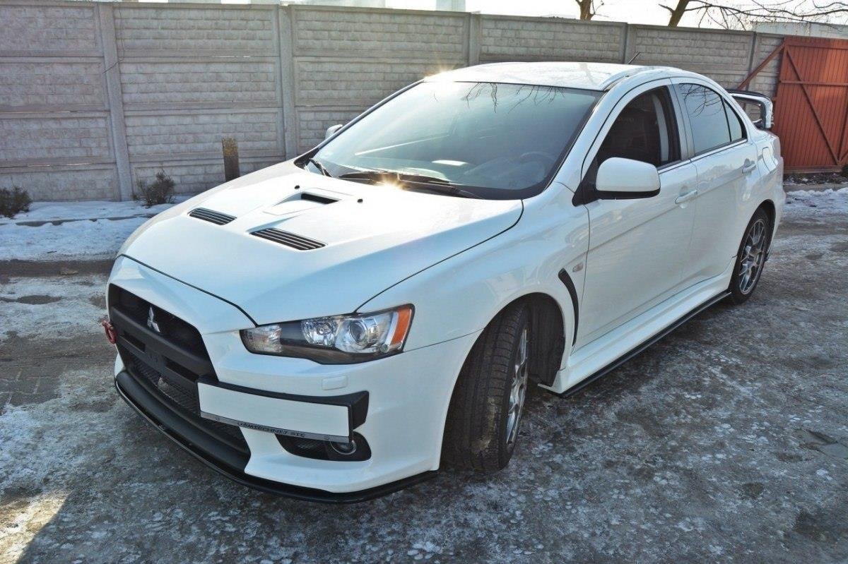 Street+ Spoilerlippe Front Ansatz V.2 passend für Mitsubishi Lancer Evo X schwarz Hochglanz
