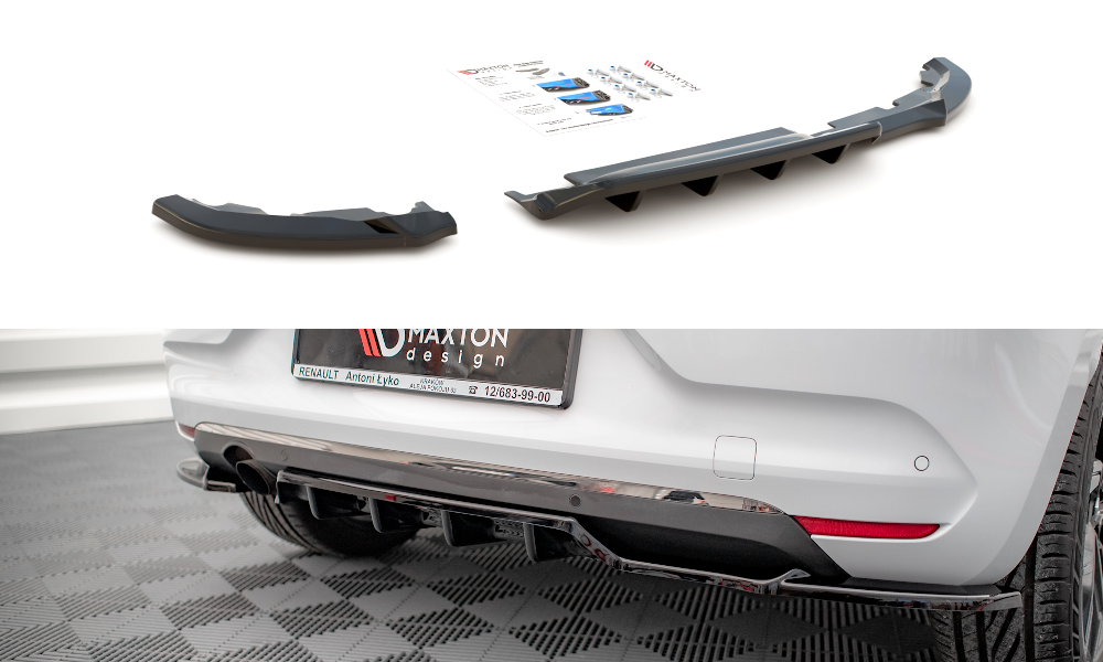 Street+ Mittlerer Diffusor RACE Heck Ansatz passend für Renault Clio Mk5 schwarz Hochglanz