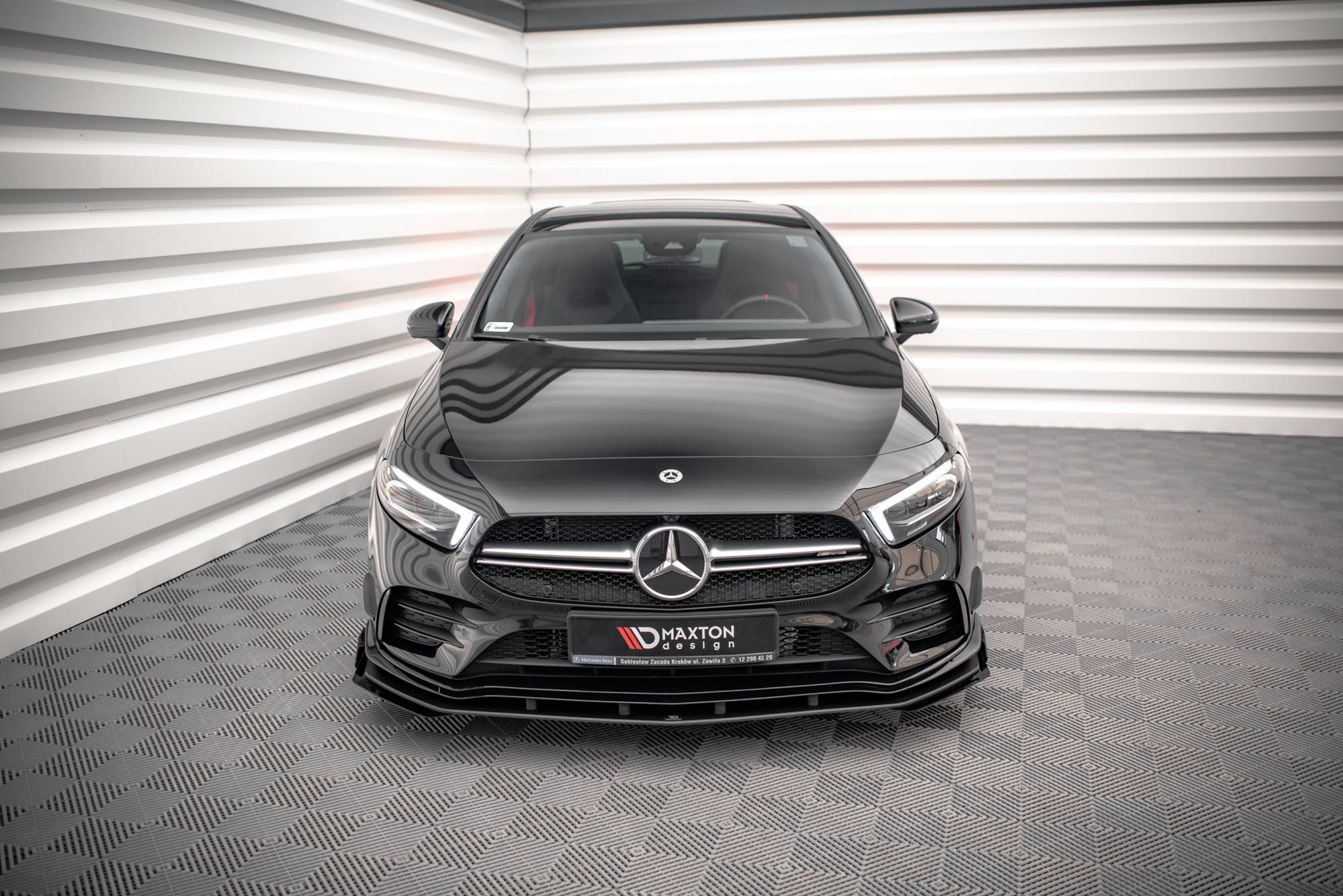 Street Pro Spoilerlippe Front Ansatz + Flaps passend für Mercedes A35 AMG / AMG-Line Aero Pack W177 schwarz Hochglanz