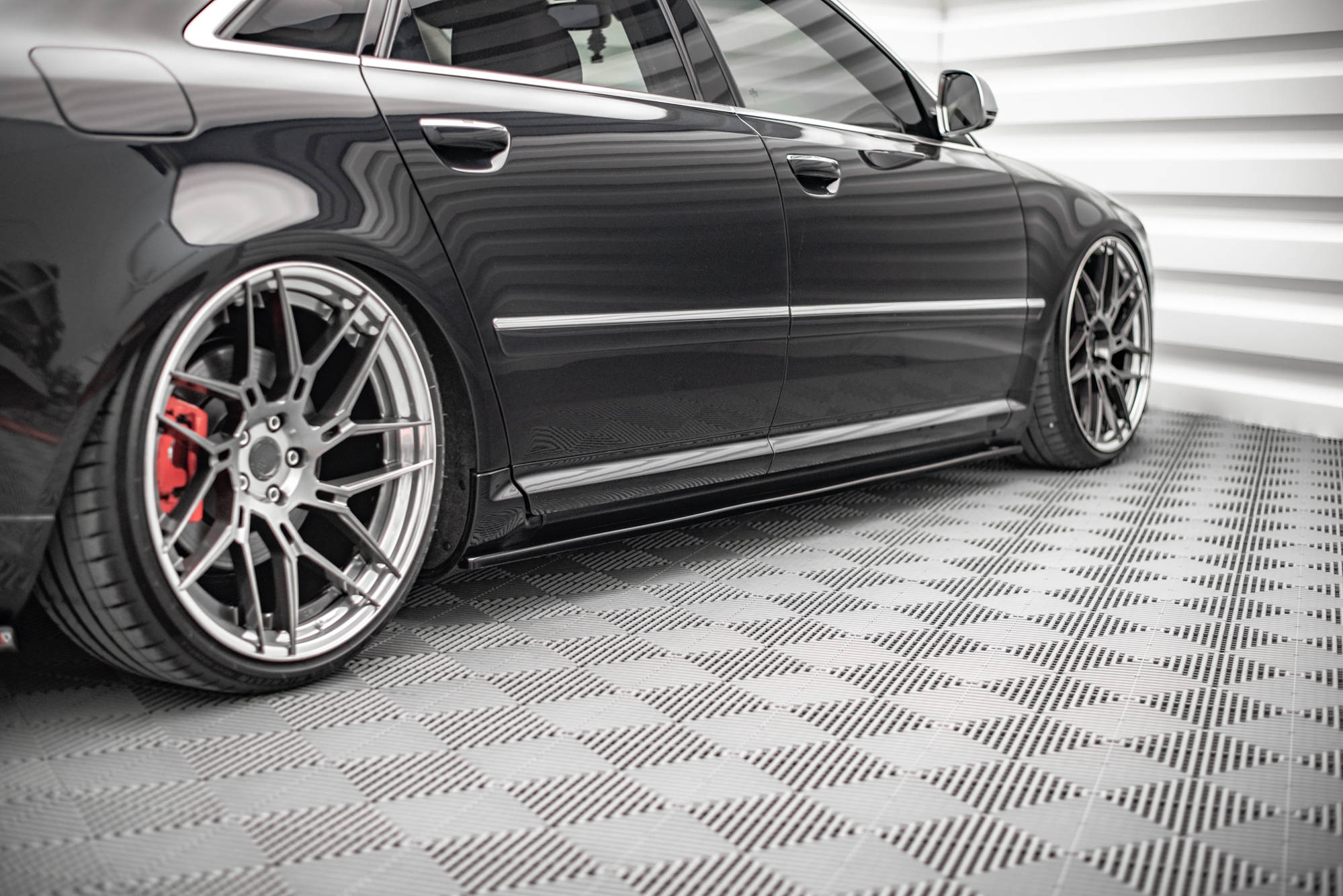 Street+ Seitenschweller Leisten passend für Audi S8 D3 schwarz Hochglanz