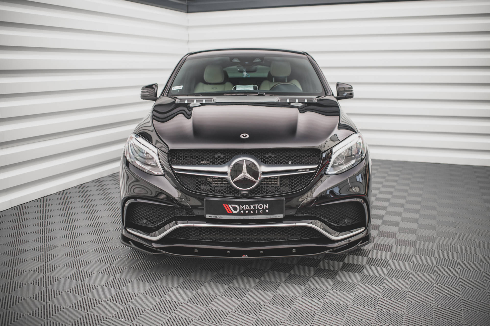 Street+ Spoilerlippe Front Ansatz V.2 passend für Mercedes GLE Coupe / SUV 63 AMG C292 / W166 schwarz Hochglanz