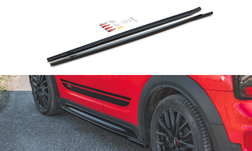 Street+ Seitenschweller Leisten passend für Mini Countryman Mk2 F60 JCW schwarz Hochglanz