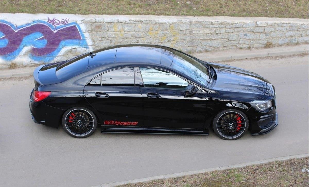 Street+ Seitenschweller Leisten passend für Mercedes CLA 45 AMG C117/A45 AMG W176 vor FL schwarz Hochglanz