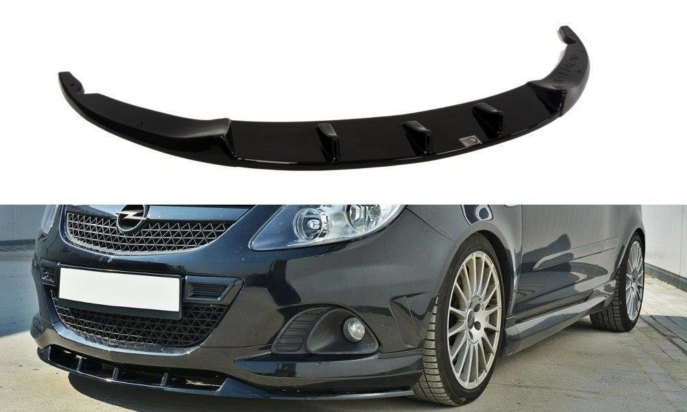 Street+ Spoilerlippe Front Ansatz passend für Opel Corsa D NÜRBURG passend für OPC / VXR Stoßstange schwarz Hochglanz