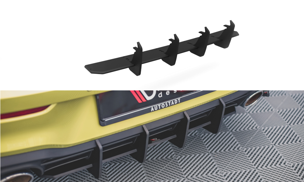 Street Pro Heckschürze Heck Ansatz Diffusor V.2 passend für VW Golf 8 GTI Clubsport schwarz-rot