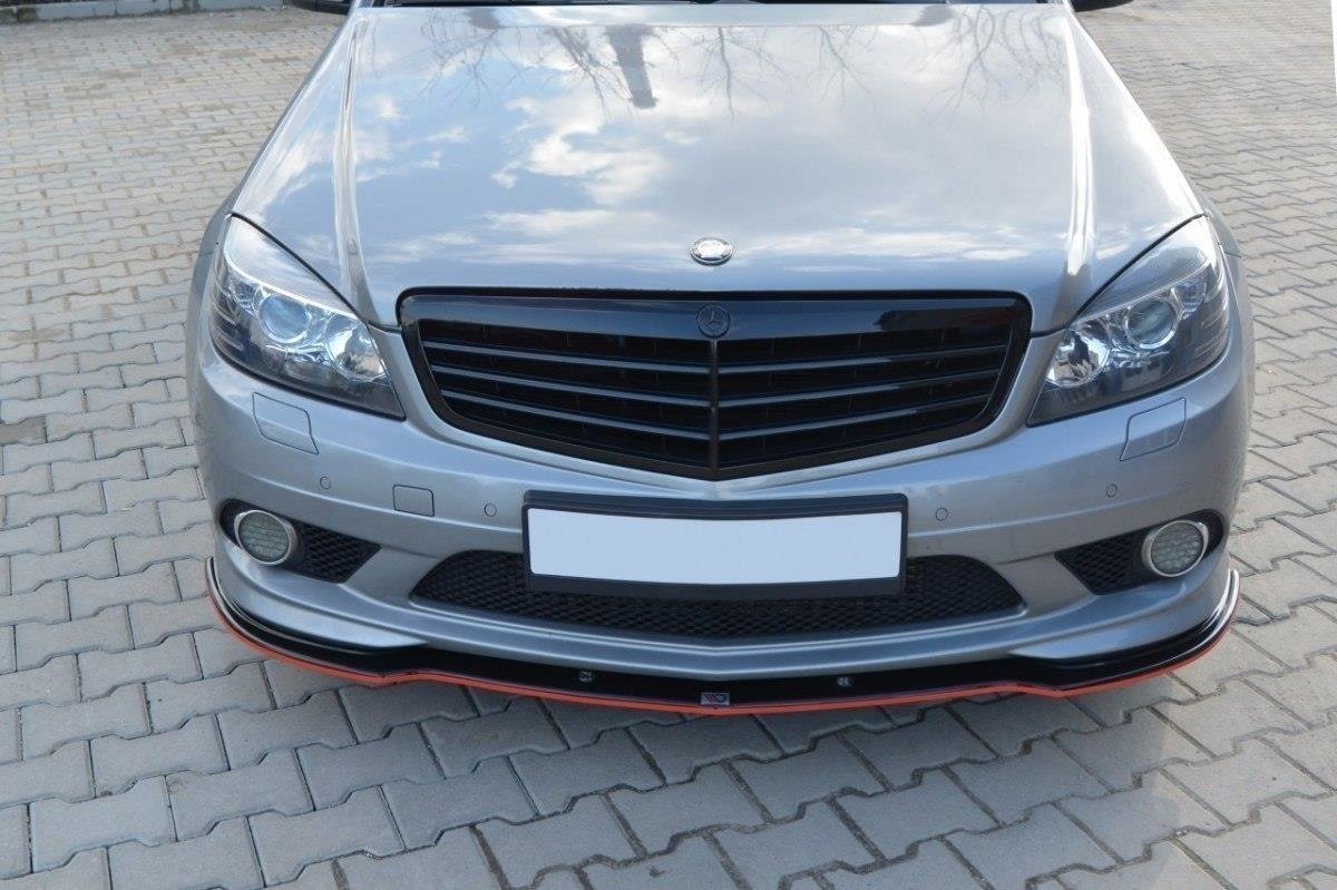 Street+ Spoilerlippe Front Ansatz passend für Mercedes C Limousine / Kombi AMG-Line W204 / S204 schwarz Hochglanz