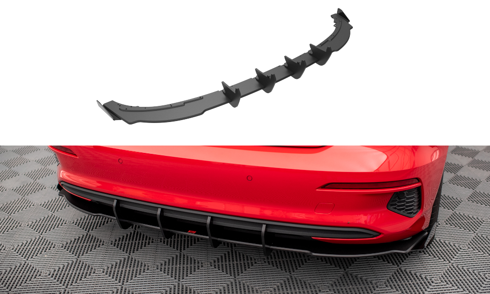 Street Pro Heckschürze Heck Ansatz Diffusor passend für Audi A3 Sportback 8Y rot+ Hochglanz Flaps