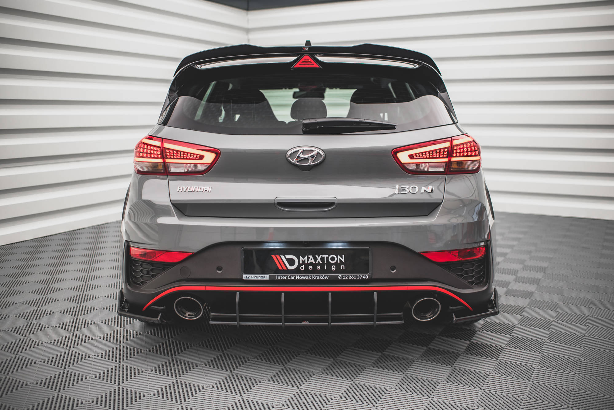 Street Pro Heckschürze Heck Ansatz Diffusor passend für Hyundai I30 N Hatchback Mk3 FL rot