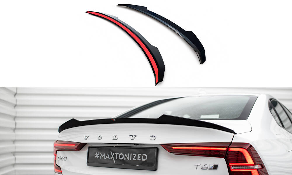 Heck Spoiler Aufsatz Abrisskante passend für Volvo S60 R-Design Mk3 schwarz Hochglanz